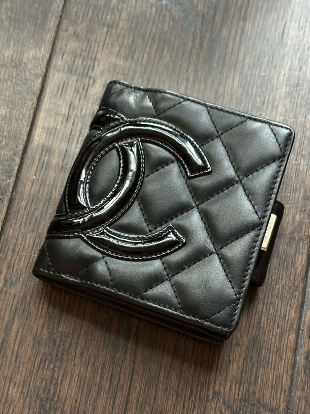 Chanel Black Quilted Ligne Cambon Bifold Compact Wallet